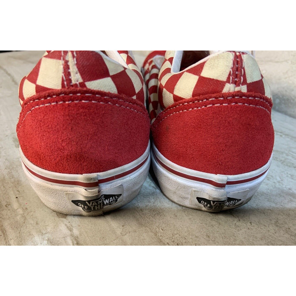 Red Checkered Pattern Lace Up Vans Old School M 6 W 7.5 - Picture 6 of 8